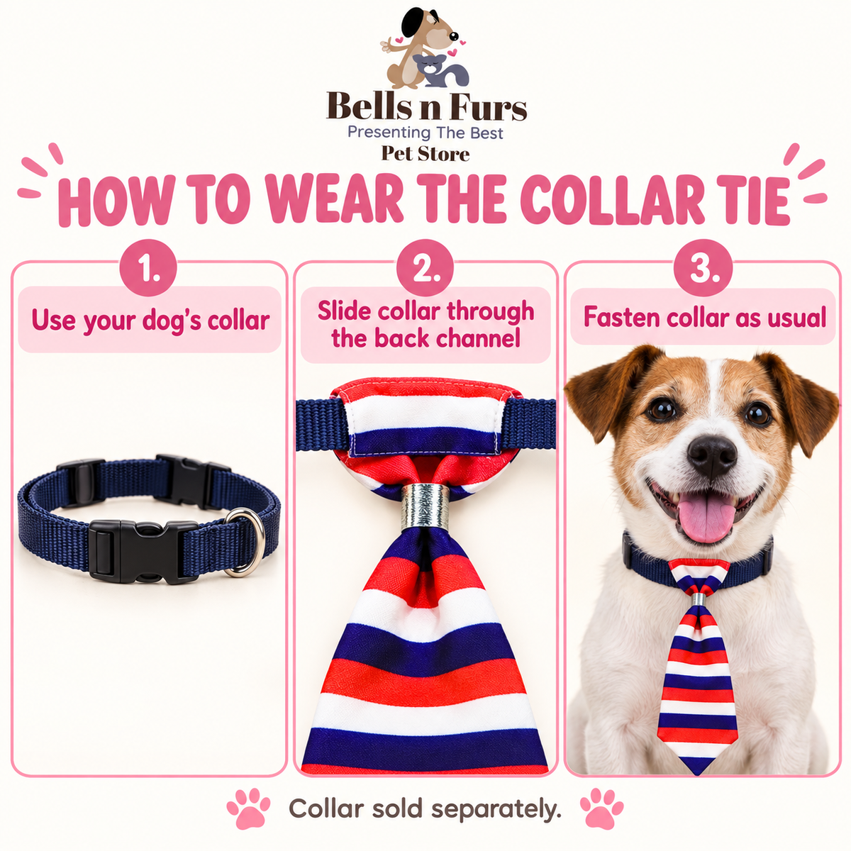 Striped Collar Necktie for Dogs