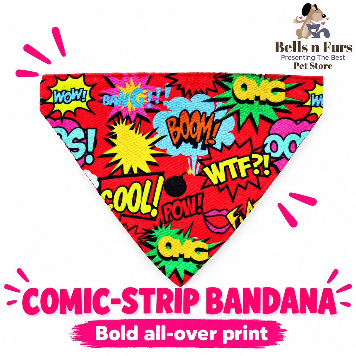 Comic Strip Printed Dog Bandana