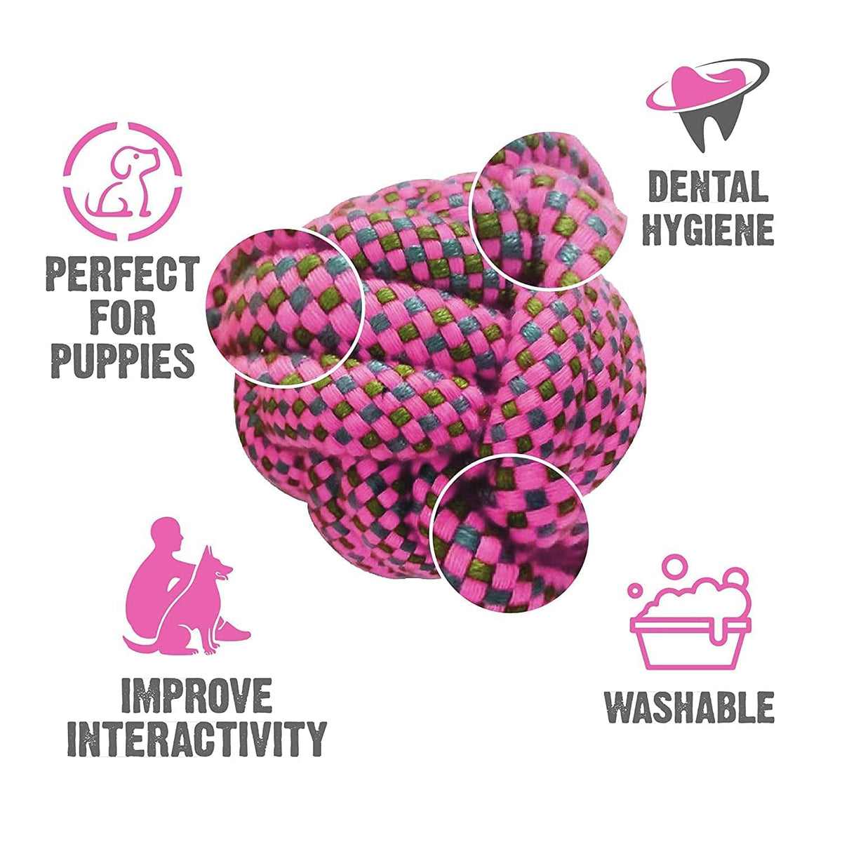 Bells N Furs Cotton Knotted Ball Rope Toy for Dogs