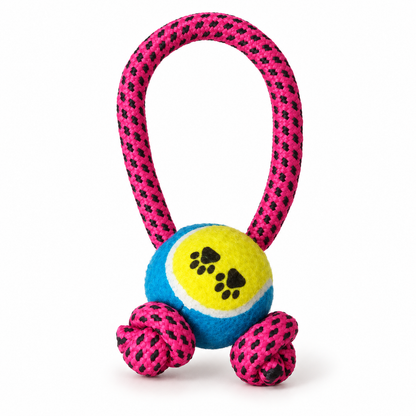 Bells N Furs Cotton Knotted Teddy Tennis Toy for Dogs