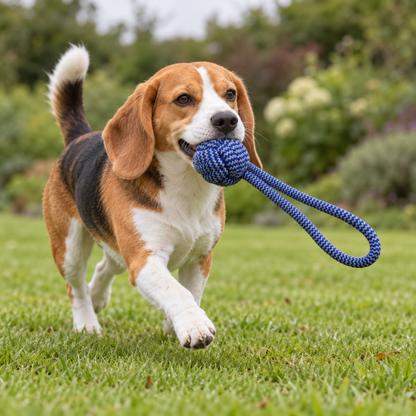 Bells N Furs Cotton Rope Handle Ball Toy for Dogs