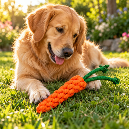 Bells N Furs Cotton Knotted Carrot Rope Toy for Dogs