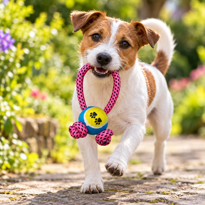 Bells N Furs Cotton Knotted Teddy Tennis Toy for Dogs