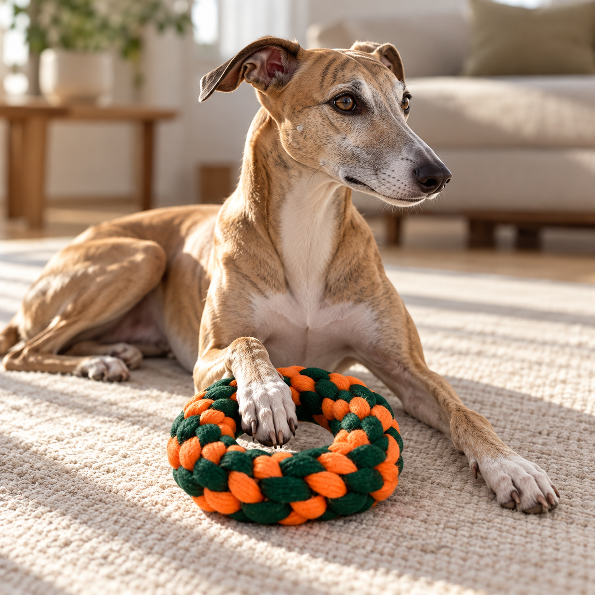 Bells N Furs Knotted Jute Ring Rope Toy for Dogs