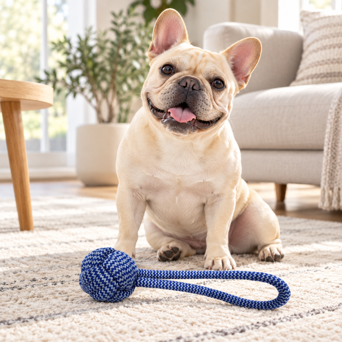 Bells N Furs Cotton Rope Handle Ball Toy for Dogs