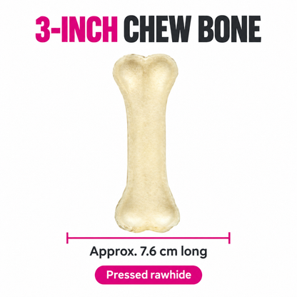 Bells N Furs 3 Inch Pressed Rawhide Chew Bones for Dogs