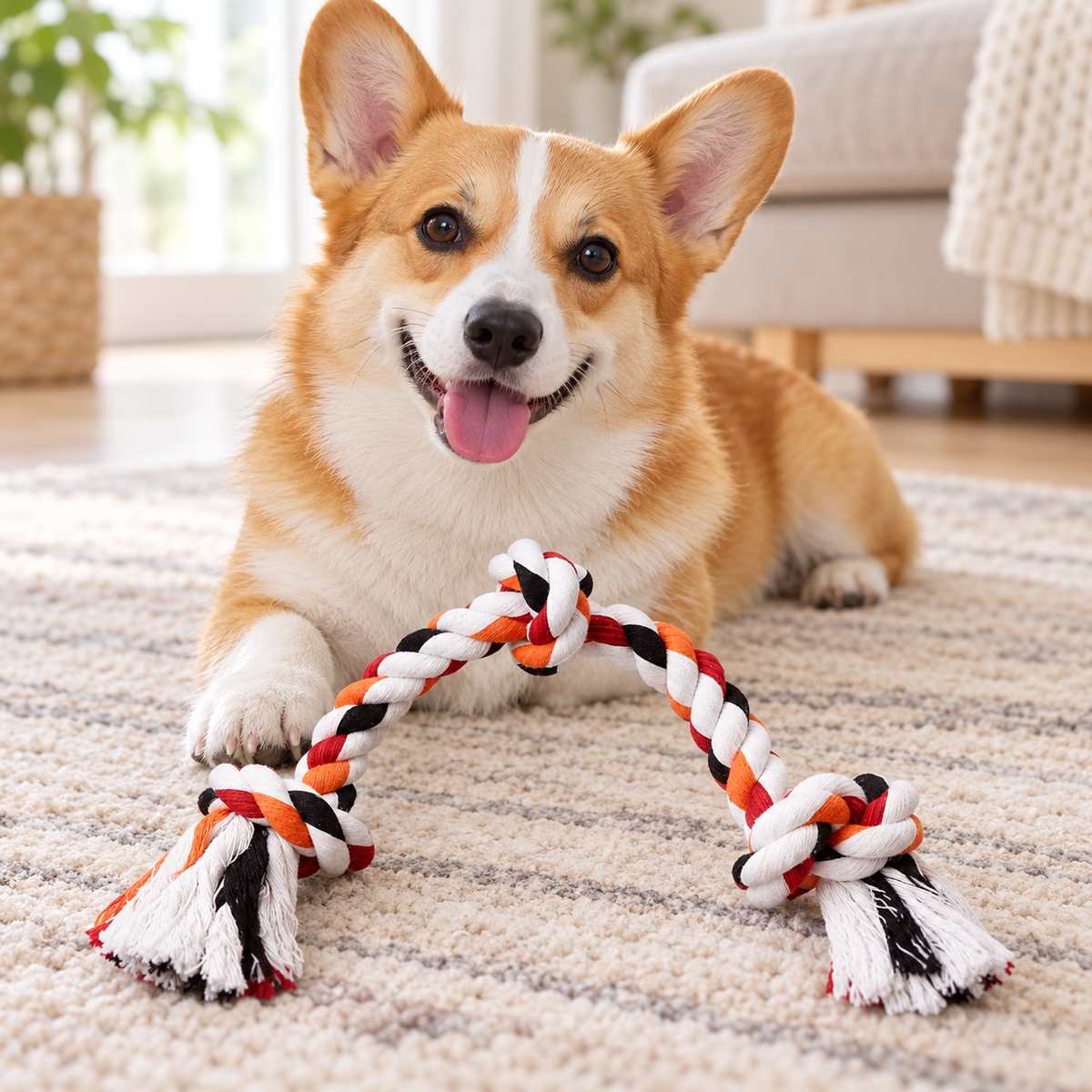 Bells N Furs Cotton Three-Knot Rope Toy for Dogs