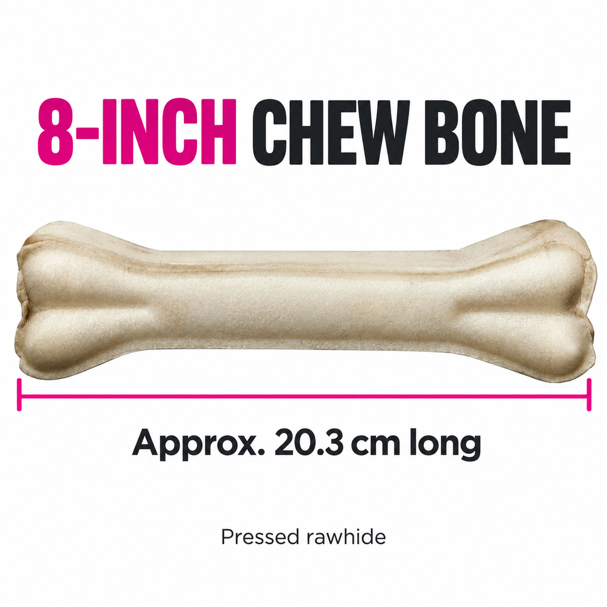 Bells N Furs 8 Inch Pressed Rawhide Chew Bones for Dogs
