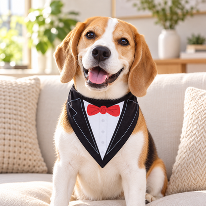 Printed Tux Dog Bandana