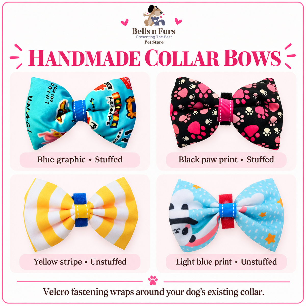 Handmade Padded Collar Bow for Dogs